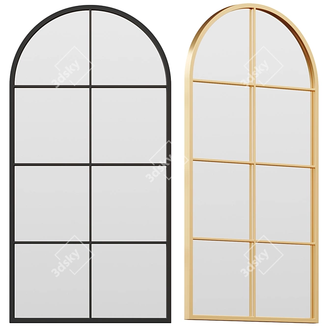 Arched Mirror with Industrial Details 3D model image 1