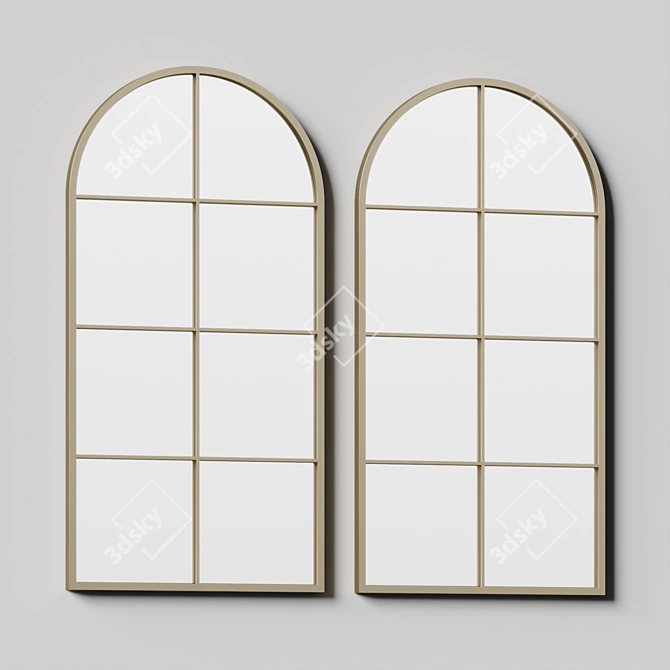 Arched Mirror with Industrial Details 3D model image 2