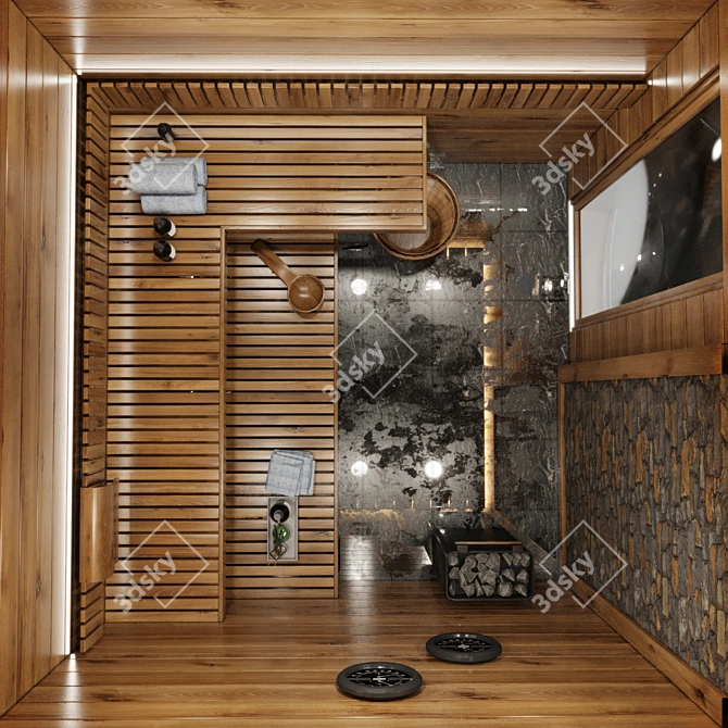 Luxury Sauna Interior 3D Model 3D model image 3