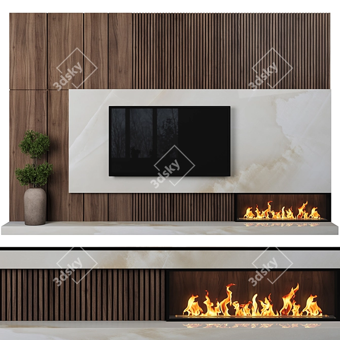 Modular TV Wall System, High-Quality 3D model image 1