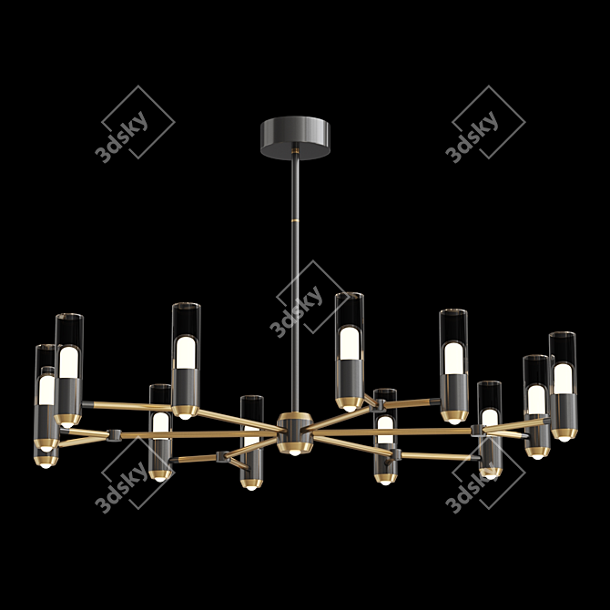 Modern Cylinder LED Chandelier Fixture 3D model image 2