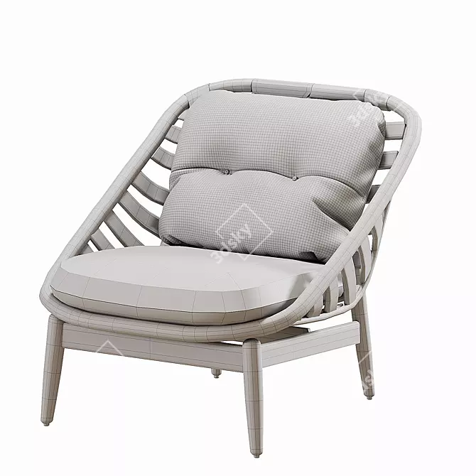 Teak Strington Outdoor Lounge Chair 3D model image 4