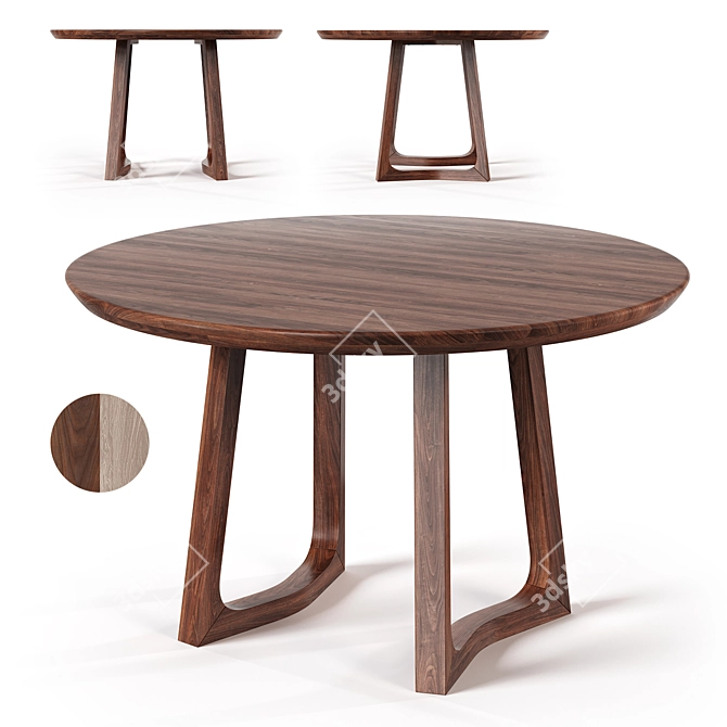 Silas Solid Wood Round Dining Table 3D model image 1