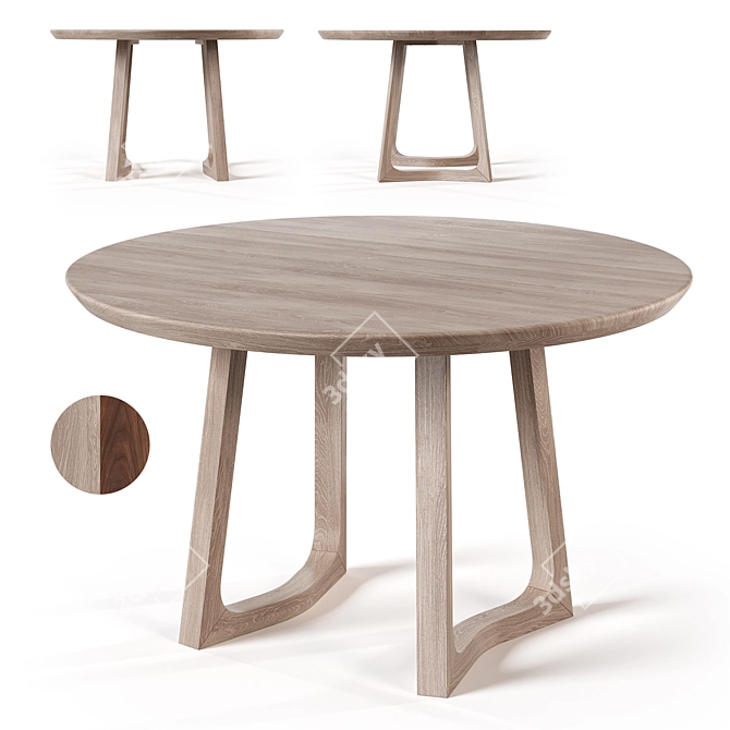 Silas Solid Wood Round Dining Table 3D model image 2