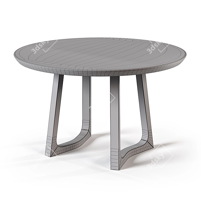 Silas Solid Wood Round Dining Table 3D model image 3