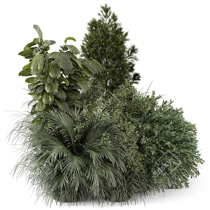 Ornamental Outdoor Bush Set 1700 3D model image 3