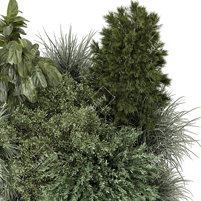 Ornamental Outdoor Bush Set 1700 3D model image 5