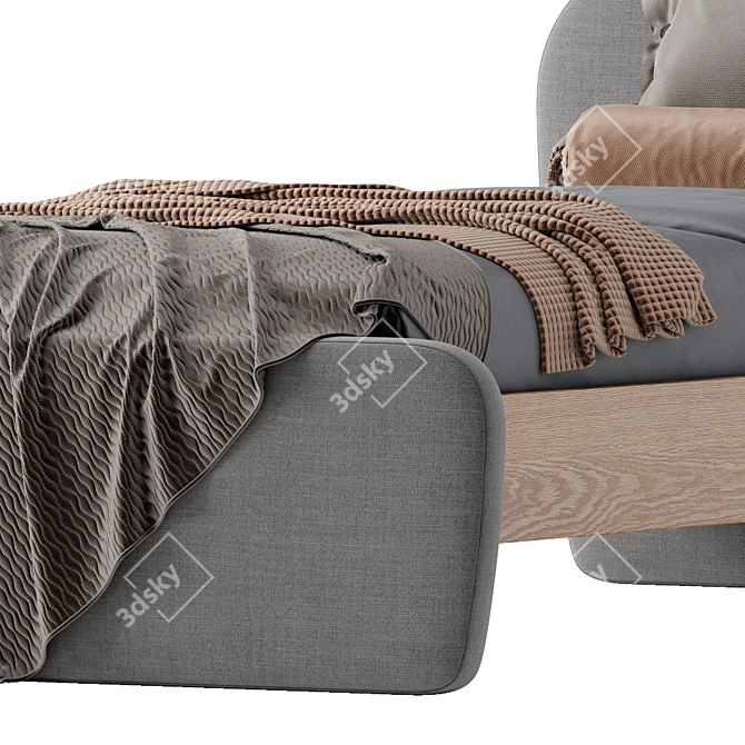 La Redoute Fabric and Wood Single Bed 3D model image 4