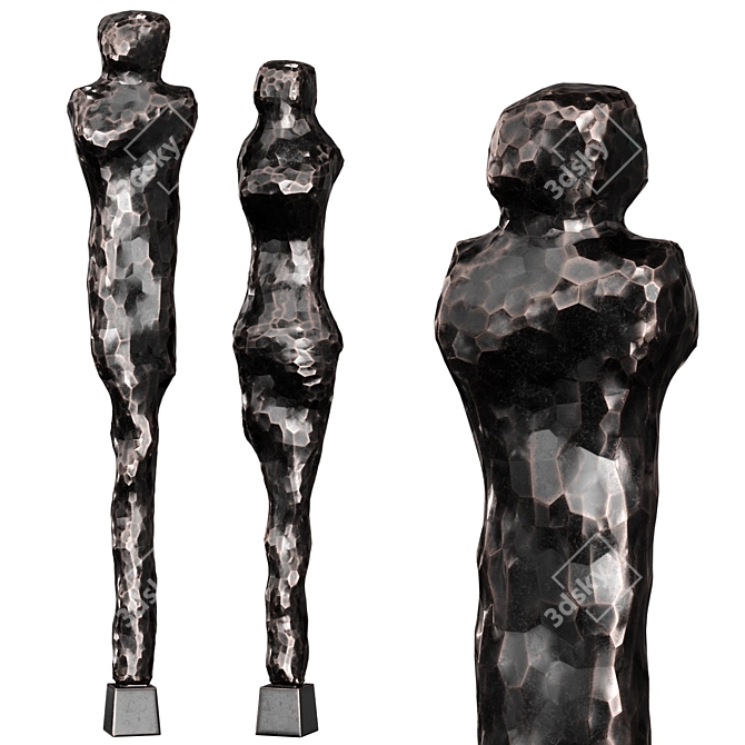 Metal Abstract Male Female Figures 3D model image 1