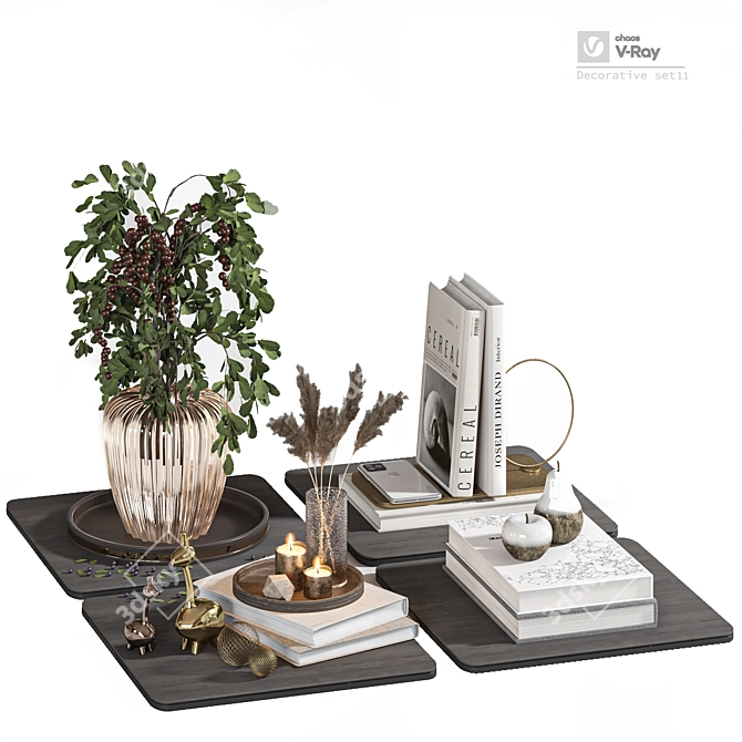 Elegant 3D Decor Set 3D model image 1