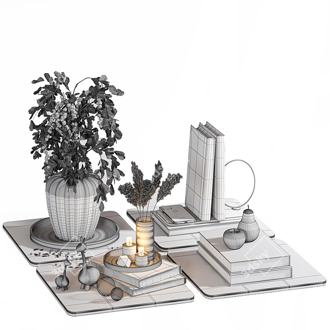 Elegant 3D Decor Set 3D model image 4