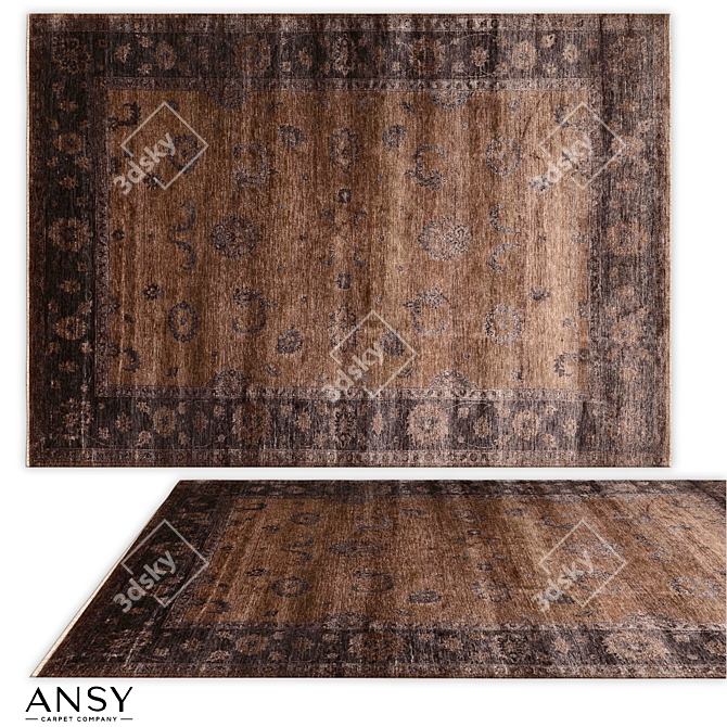 Handcrafted Silk Rug by ANSY 3D model image 1