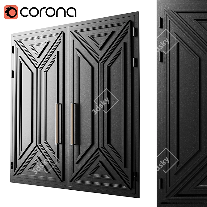 Modern Black Gate 3D Model 3D model image 1