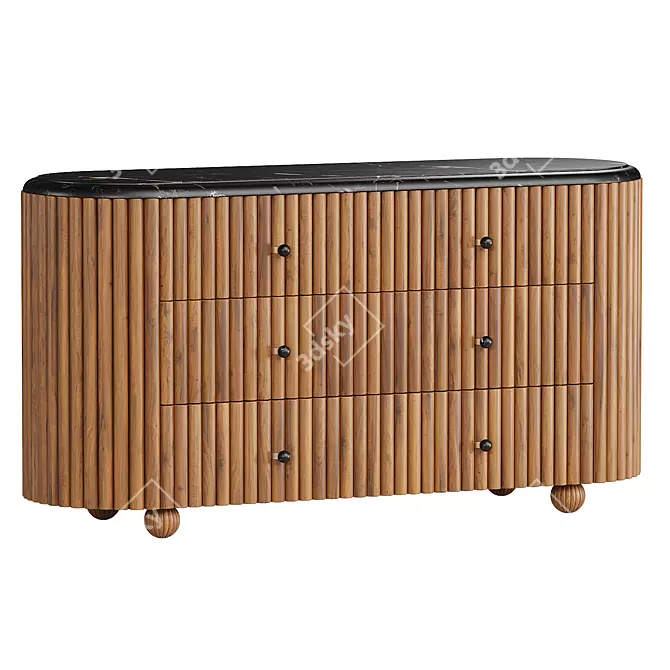 Exquisite Carlisle Six Drawer Dresser 3D model image 1