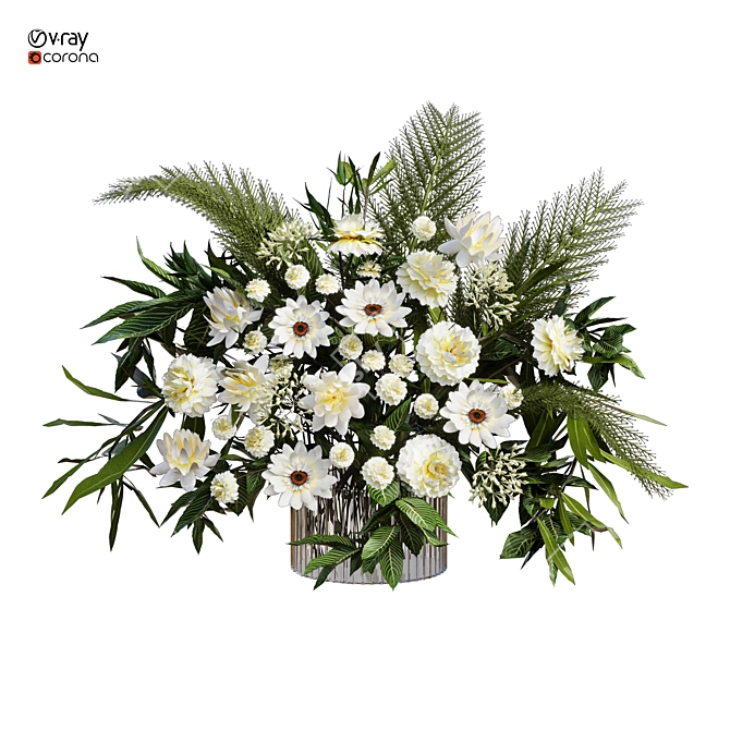 2015 White Flower 3D Model 3D model image 1