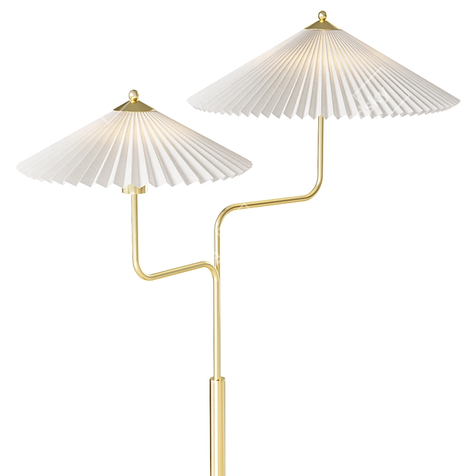 Gold Metal Base Floor Lamp 3D model image 2