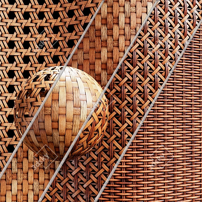 Bamboo Rattan Cane Material Set 3D model image 1