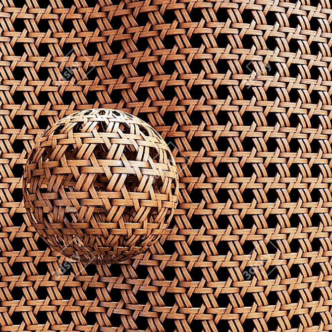 Bamboo Rattan Cane Material Set 3D model image 2