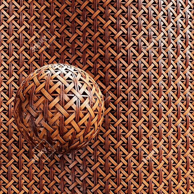 Bamboo Rattan Cane Material Set 3D model image 4