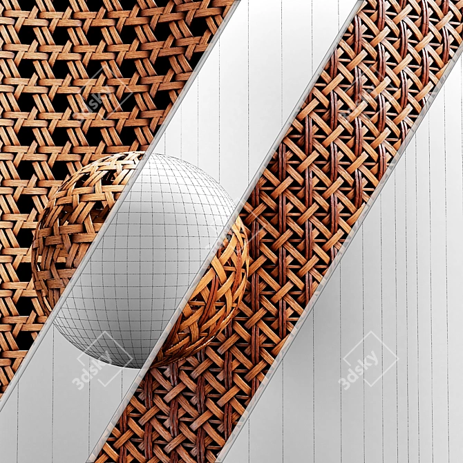 Bamboo Rattan Cane Material Set 3D model image 7