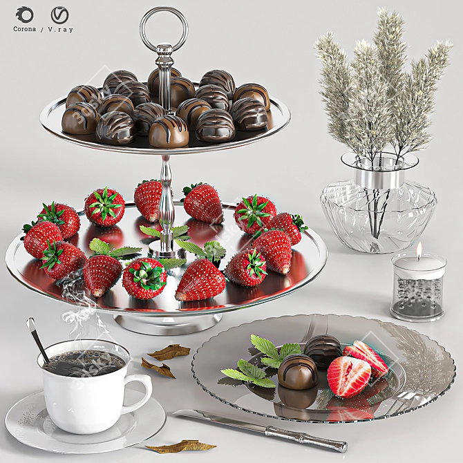 Strawberry & Chocolate 3D Model 3D model image 1