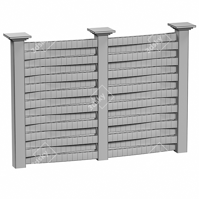 PVC Fence Set with Gate 3D model image 5