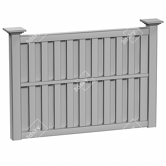 PVC Fence Set with Gate 3D model image 7