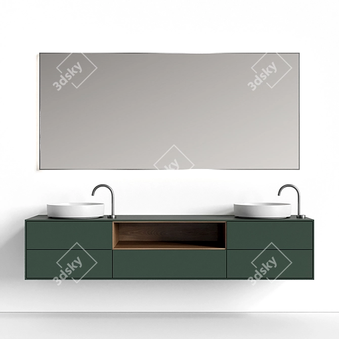 Designer Double Sink Vanity Set 3D model image 1