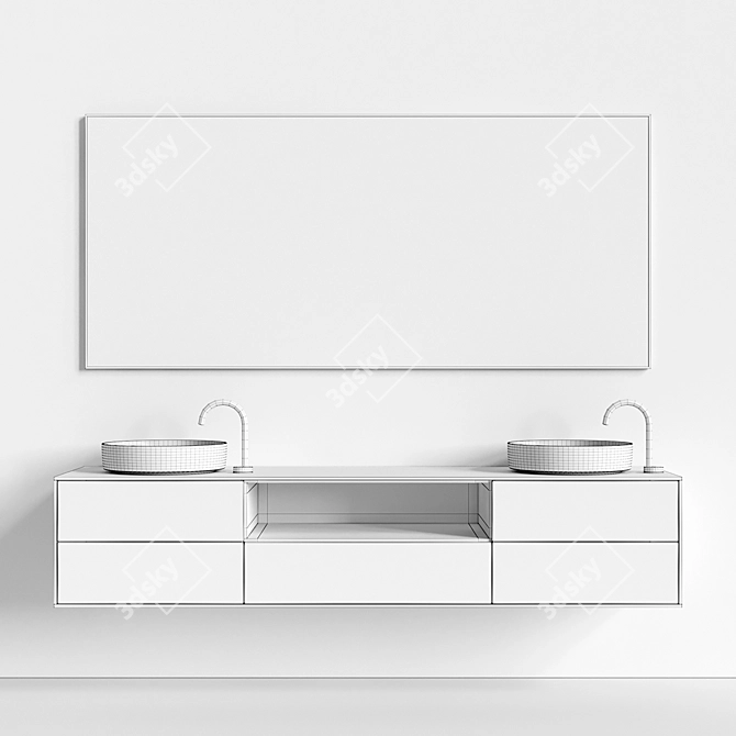 Designer Double Sink Vanity Set 3D model image 3