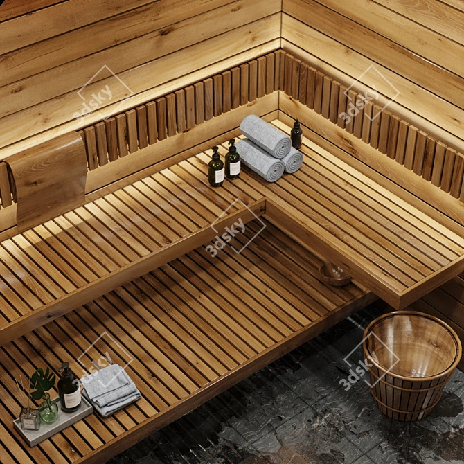 Modern 3D Sauna Interior Model 3D model image 4