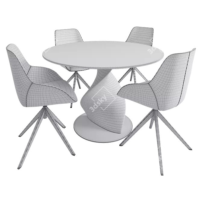 Modern Corona Dining Set Velvet 3D model image 5