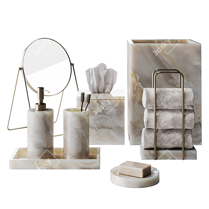 Luxury Stone Bathroom Accessories 3D model image 1