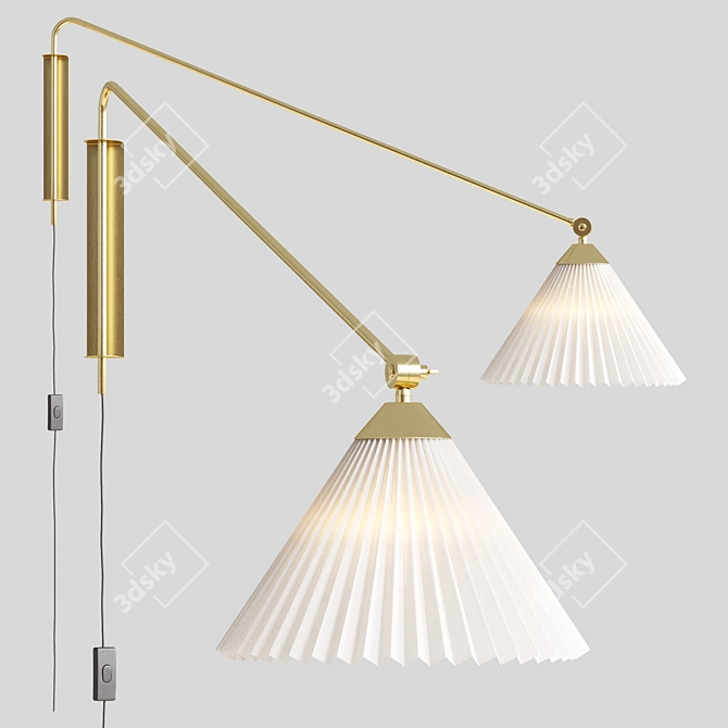 Golden Metal Wall Sconce Fixture 3D model image 2