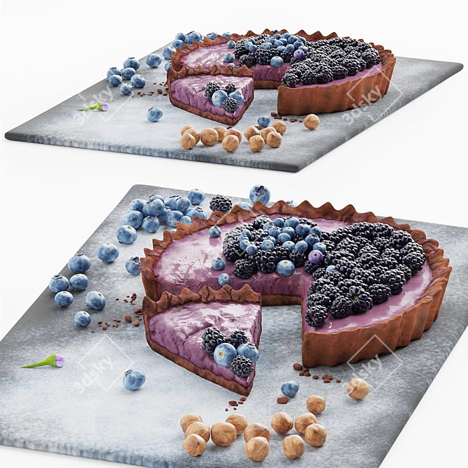 Delicious Blueberry Pie Baking Mold 3D model image 1