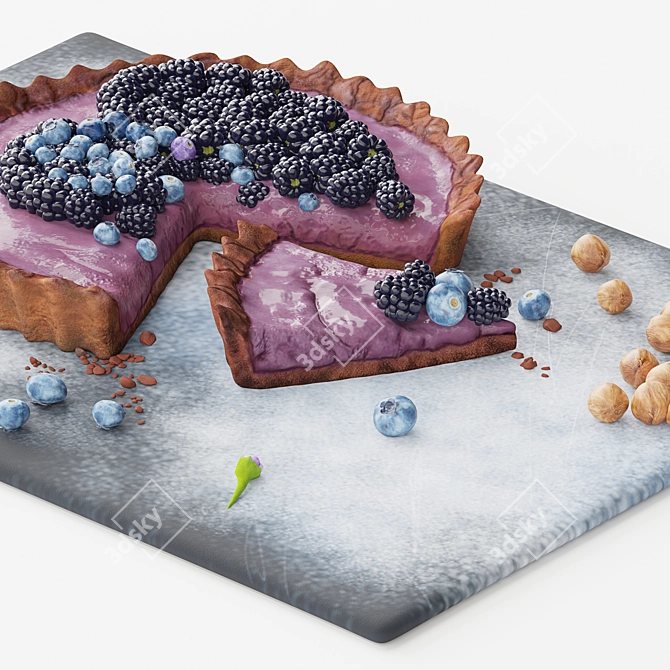 Delicious Blueberry Pie Baking Mold 3D model image 2