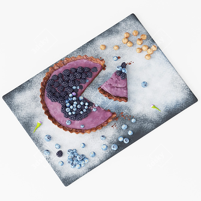 Delicious Blueberry Pie Baking Mold 3D model image 3