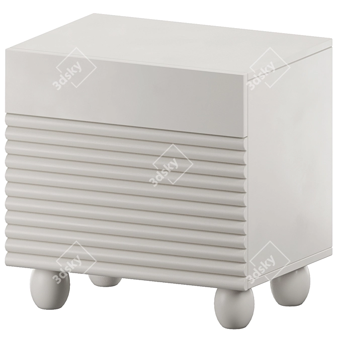 Contemporary Wooden White Nightstand 3D model image 1