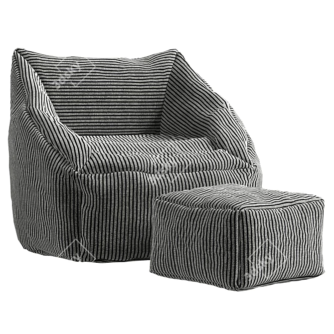 Morgan Charcoal Lounge Chair: Premium Corduroy 3D model image 1