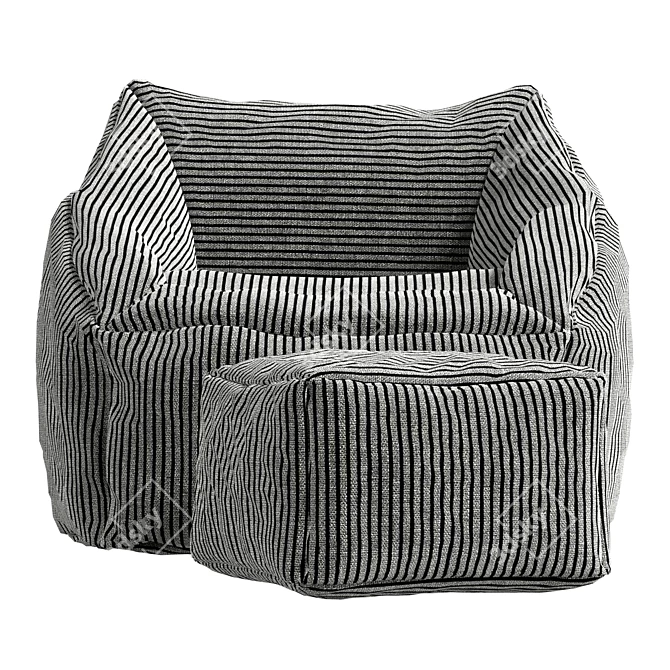 Morgan Charcoal Lounge Chair: Premium Corduroy 3D model image 2