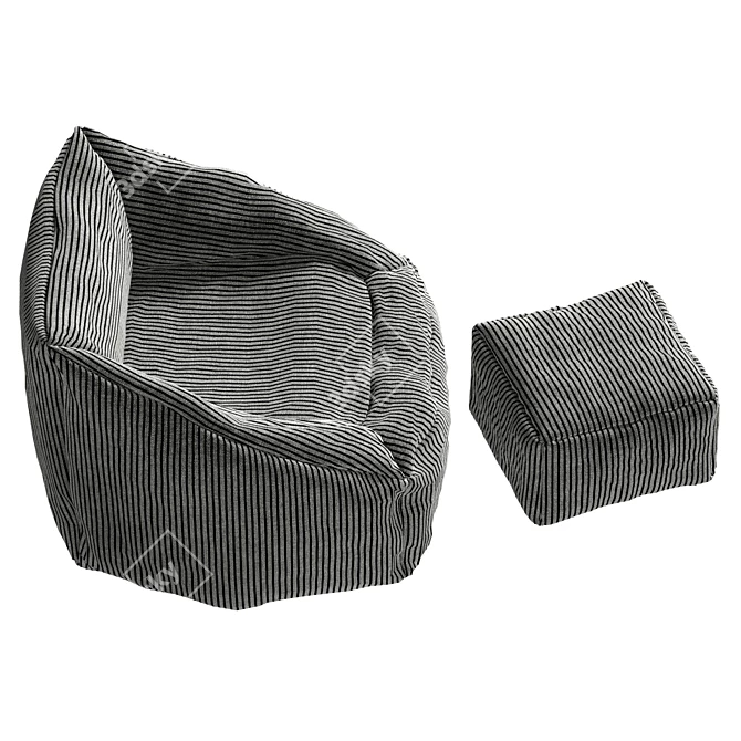 Morgan Charcoal Lounge Chair: Premium Corduroy 3D model image 4