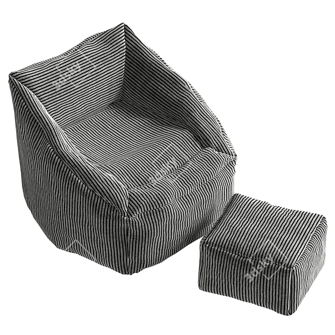 Morgan Charcoal Lounge Chair: Premium Corduroy 3D model image 5