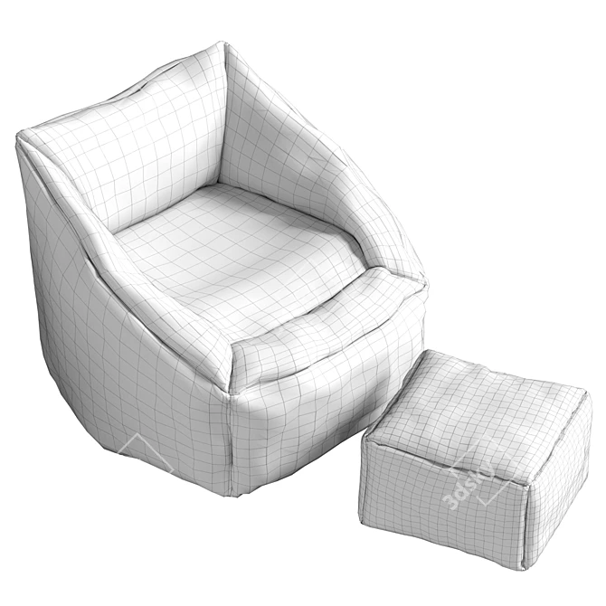 Morgan Charcoal Lounge Chair: Premium Corduroy 3D model image 6