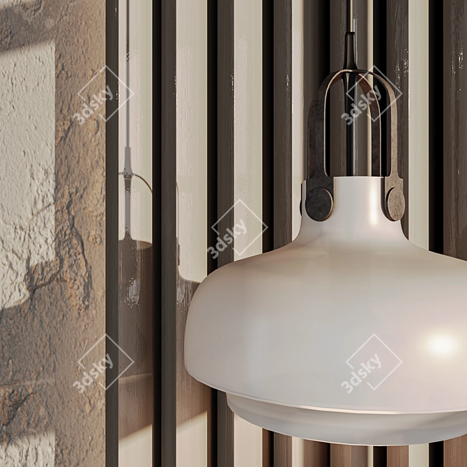 Scandinavian Opal Glass Pendant Lamp 3D model image 2