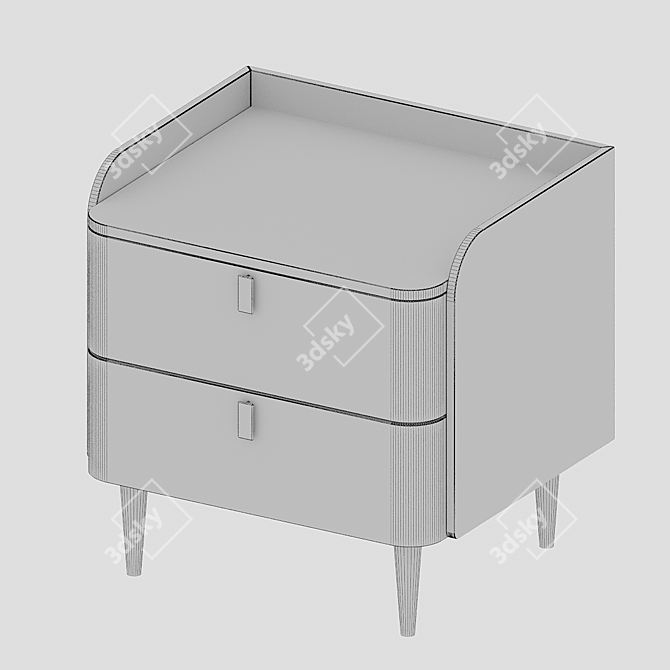 Solid Pine Wood Nightstand 20 3D model image 2