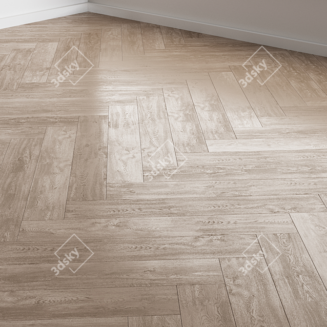 Wide Plank Bleached Oak Flooring 3D model image 2