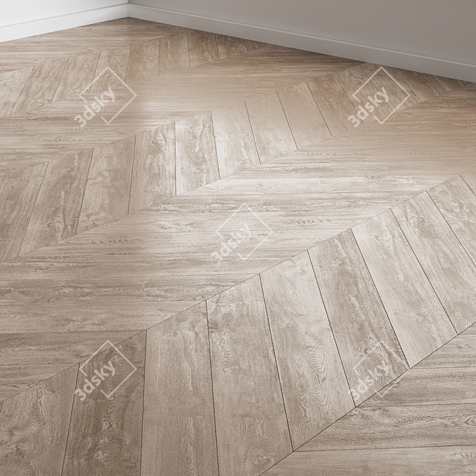 Wide Plank Bleached Oak Flooring 3D model image 3