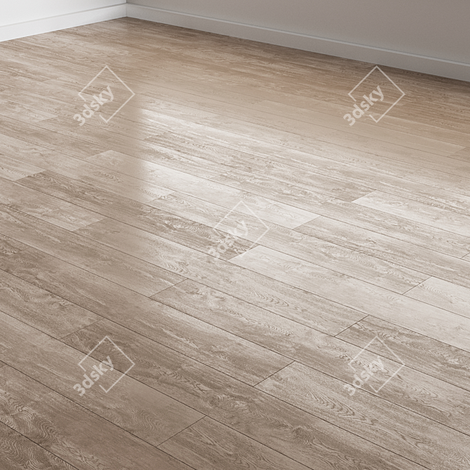 Wide Plank Bleached Oak Flooring 3D model image 4