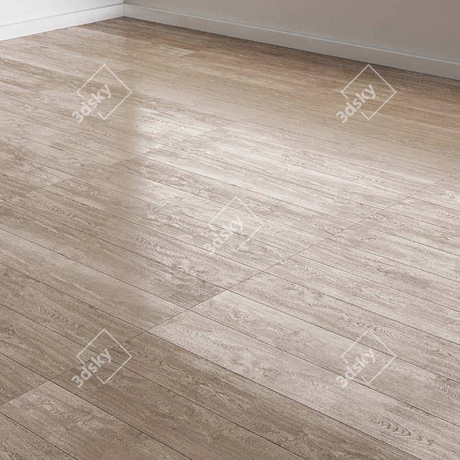 Wide Plank Bleached Oak Flooring 3D model image 5