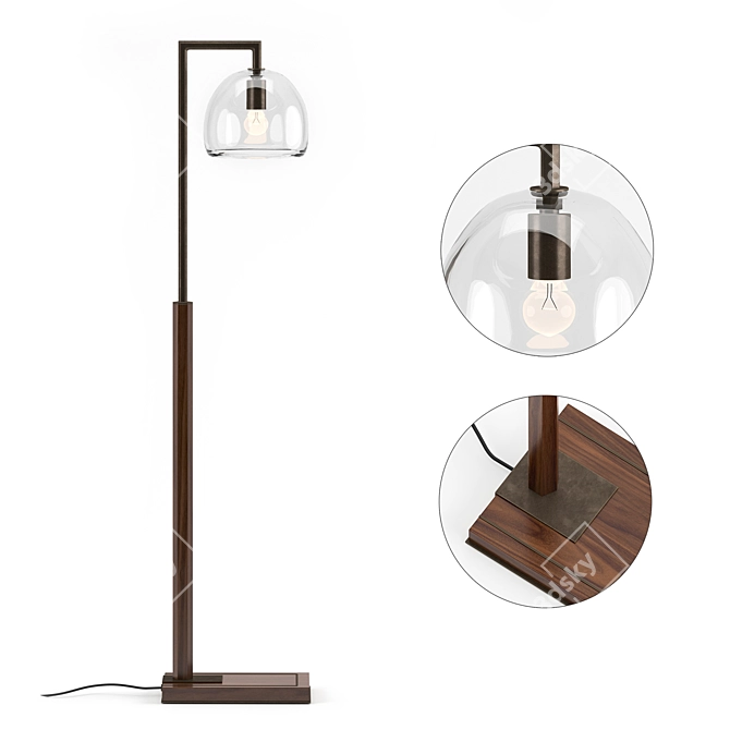 Handcrafted Montecito Glass Floor Lamp 3D model image 1