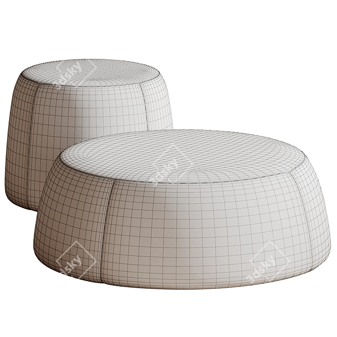 Boca Fabric Pouf: S/L, 3D-Ready 3D model image 3